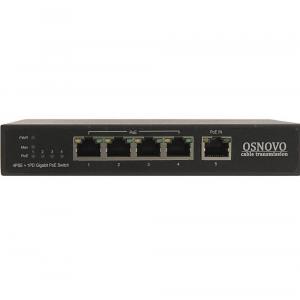 OSNOVO SW-8050/DB: 4-портовый неуправляемый PoE коммутатор Gigabit Ethernet + удлинитель